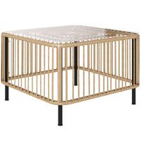 POLYRATTAN Gartentisch, 65 x 65 x 43 cm, wetterfest Beistelltisch quadrarisch - Naturfarben, Metall (65/65/43cm) - Outsunny