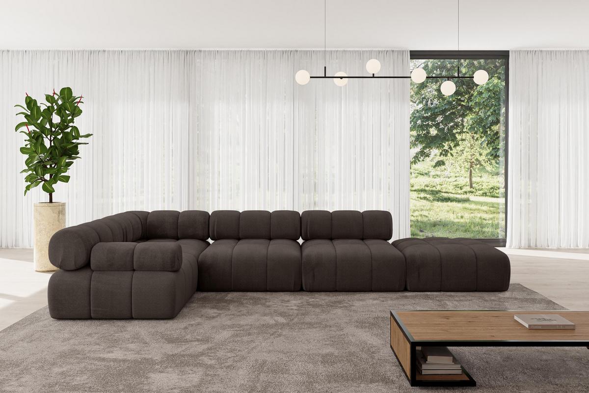 ECKSOFA modulares Sofa Felto-L2 - 380x190x70 cm Braun Velours - Braun, Holzwerkstoff/Textil (380/190cm) - ALTDECOR