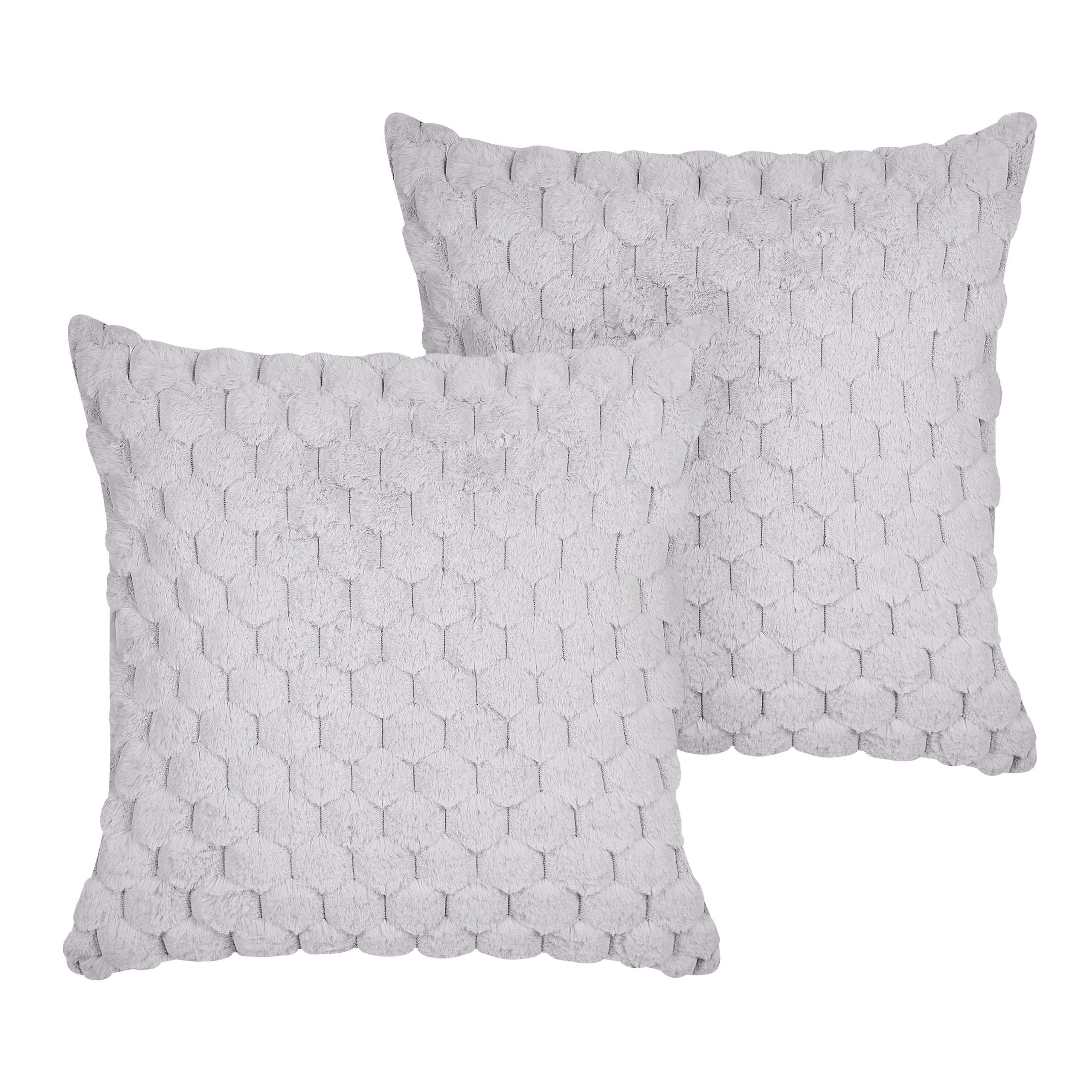 DEKOKISSEN 2er-Set Hellgrau 43/43 cm Purslane - Hellgrau, Textil (43/43cm) - Beliani