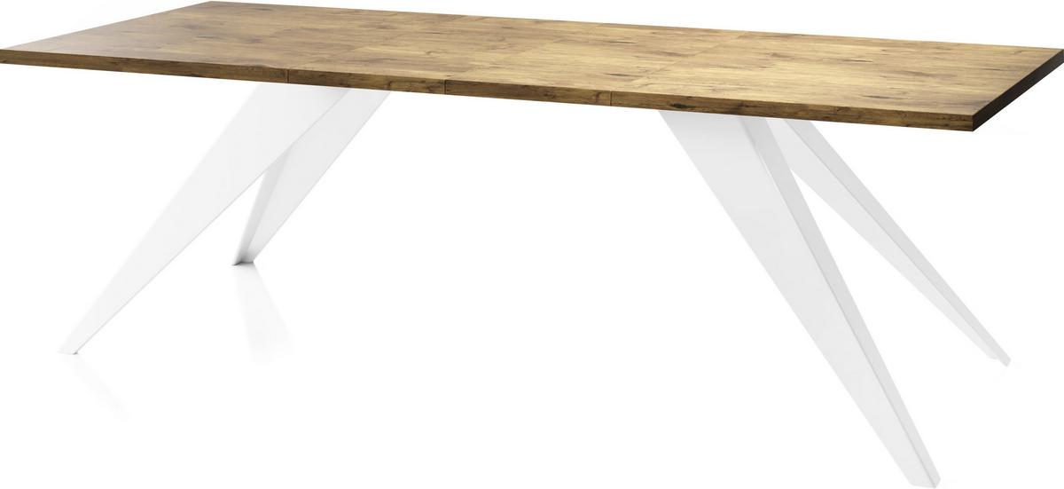 ESSTISCH Vance Weiß rechteckig ausziehbar, Lancelot Eiche 160-260/90/76 cm - Eichefarben/Weiß, Holzwerkstoff/Metall (90/260/76cm) - WFL GROUP