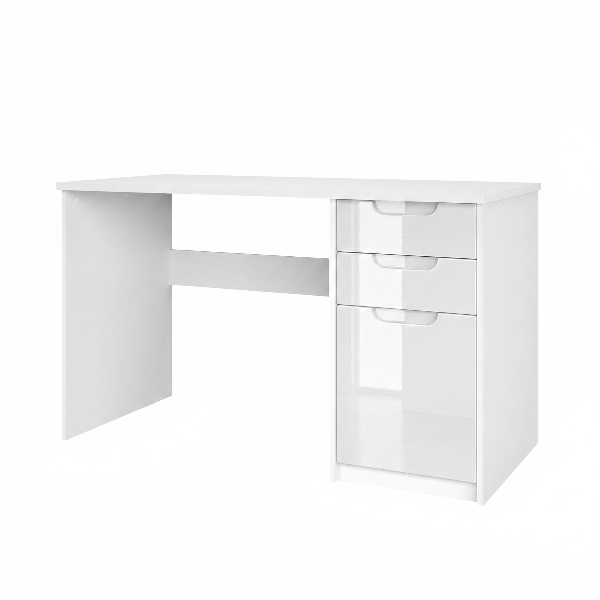 SCHREIBTISCH Logan Fronten in Weiß Hochglanz - Weiß Hochglanz, Holzwerkstoff (60/129/76cm) - Vladon