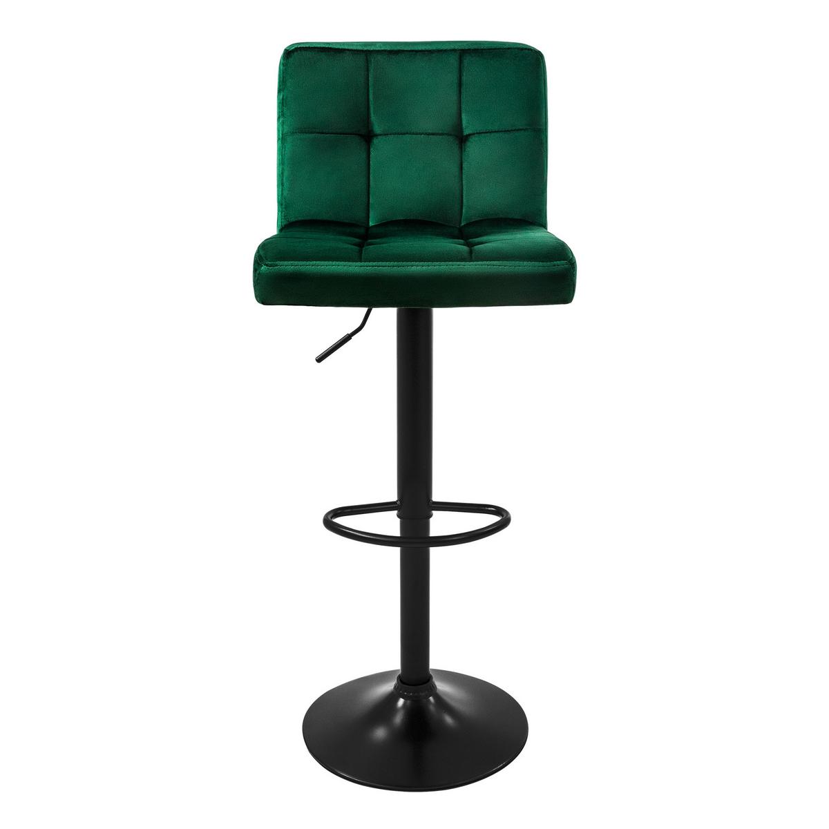 BARHOCKER 2er Set Grün aus Samt höhenverstellbar/drehbar - Schwarz/Grün, Textil/Metall (50/112/45cm) - ML-DESIGN