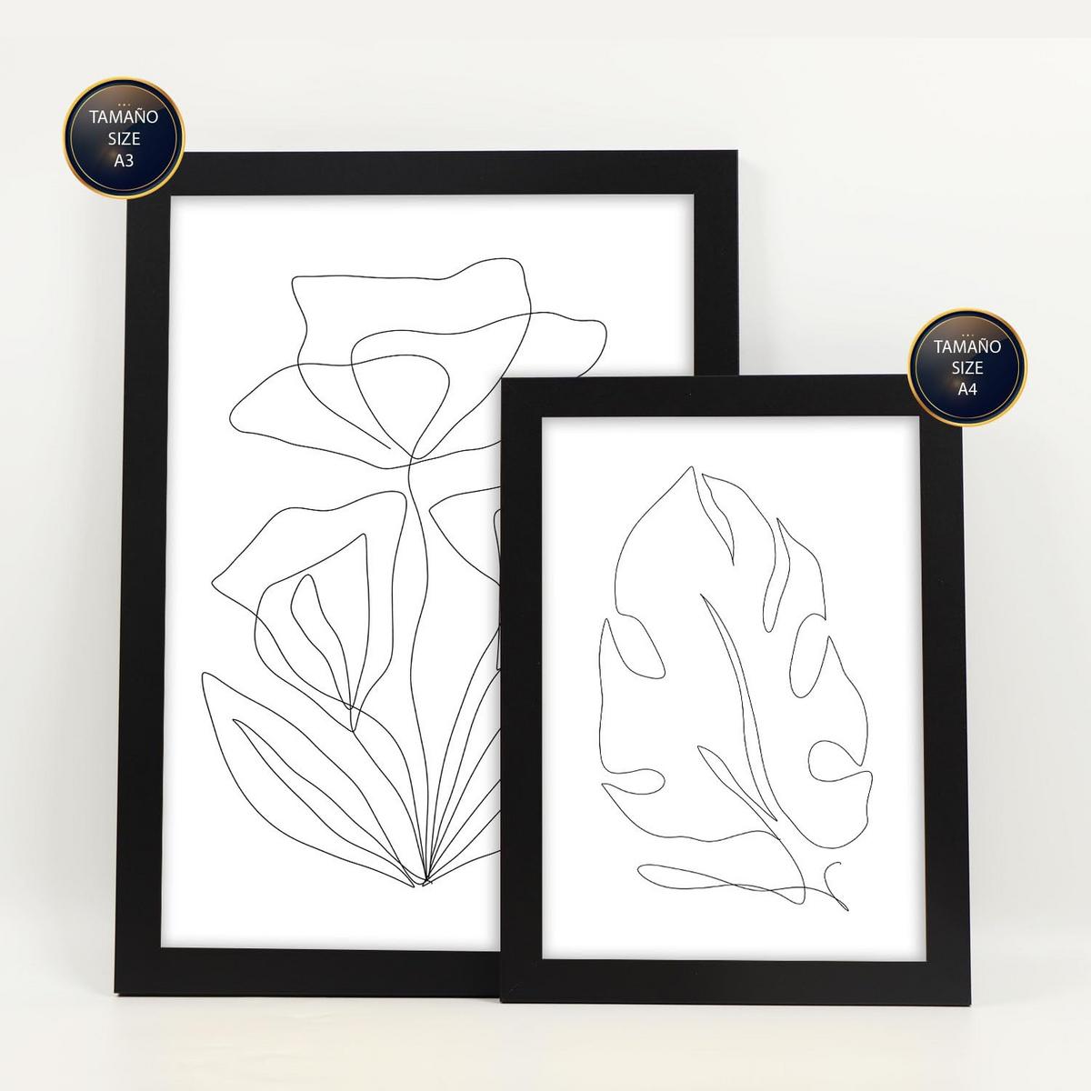 POSTER Set Mit 6 Blütenrahmen 2 In Blume Zusammenfassung Ästhetische Dekorative Gemälde Für Ihr Wohnzimmer Zuhause A3 & A4 Schwarzer Rahmen - Schwarz, Papier (29/3cm) - Nacnic