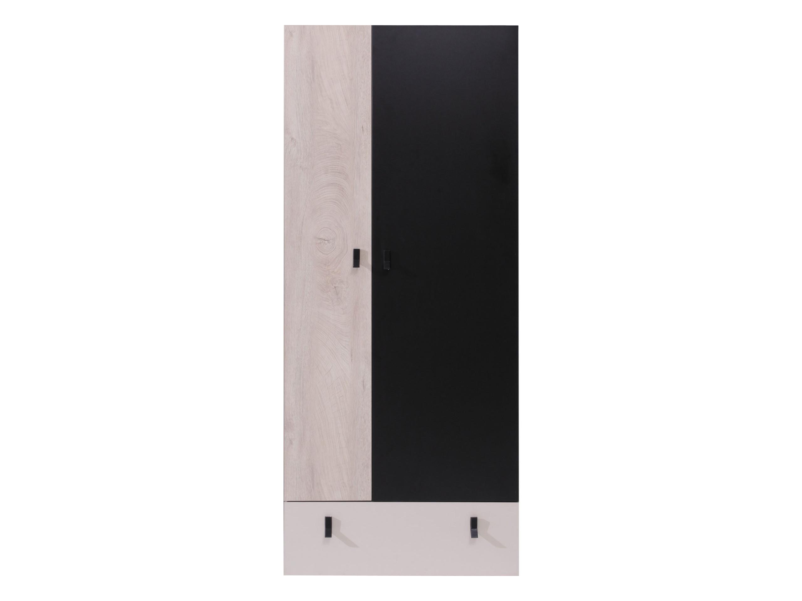 KLEIDERSCHRANK Planet 03 - Eichefarben/Schwarz, Holzwerkstoff (80/190/50cm) - MIRJAN24