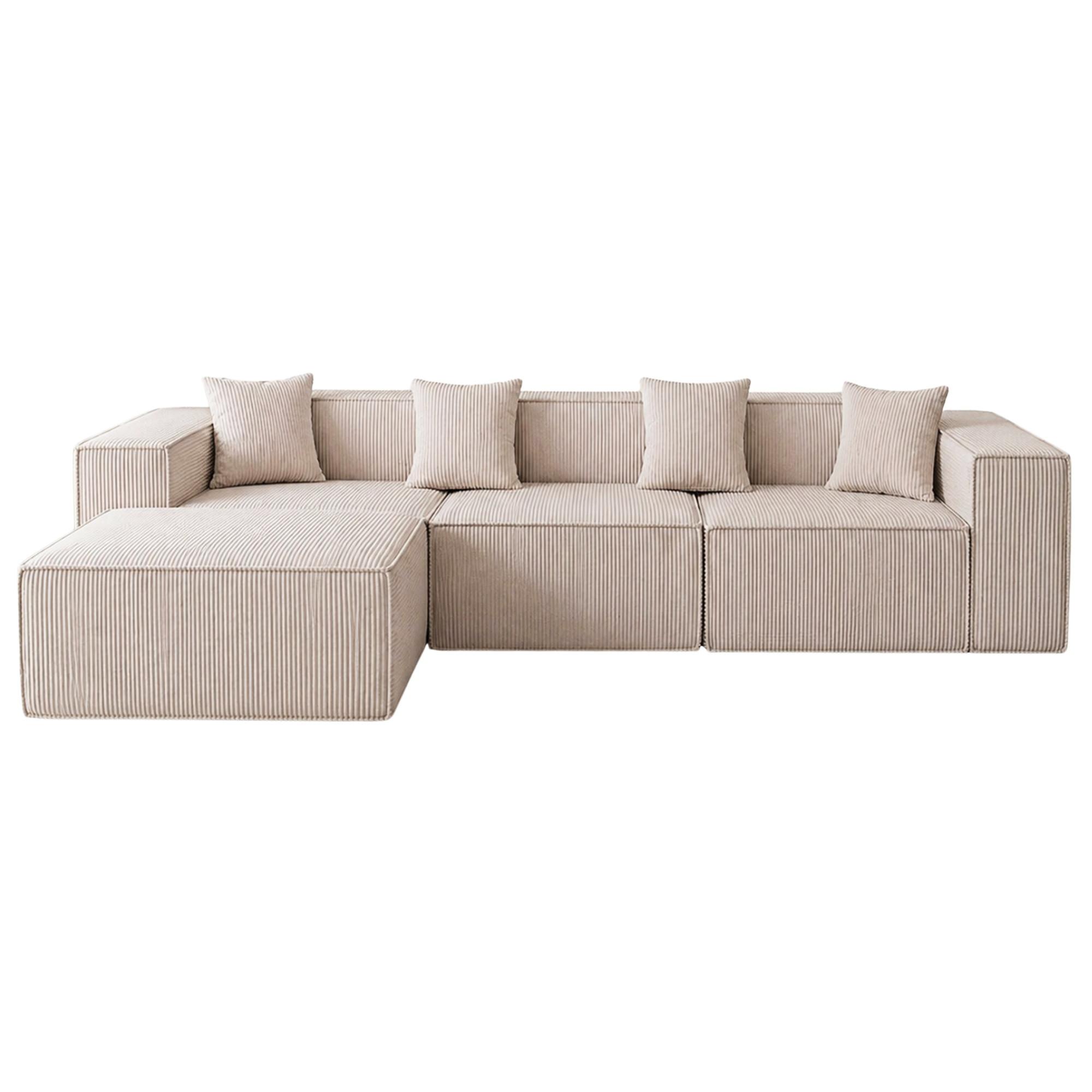 ECKSOFA cordstoff 279 cm flexibles design - Beige, Textil (279/165cm) - Urban Meuble