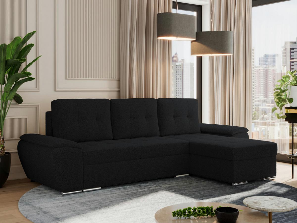 ECKSOFA UMBRIA L Schwarz Boucle - Schwarz/Grau, Textil (271/157cm) - MKS