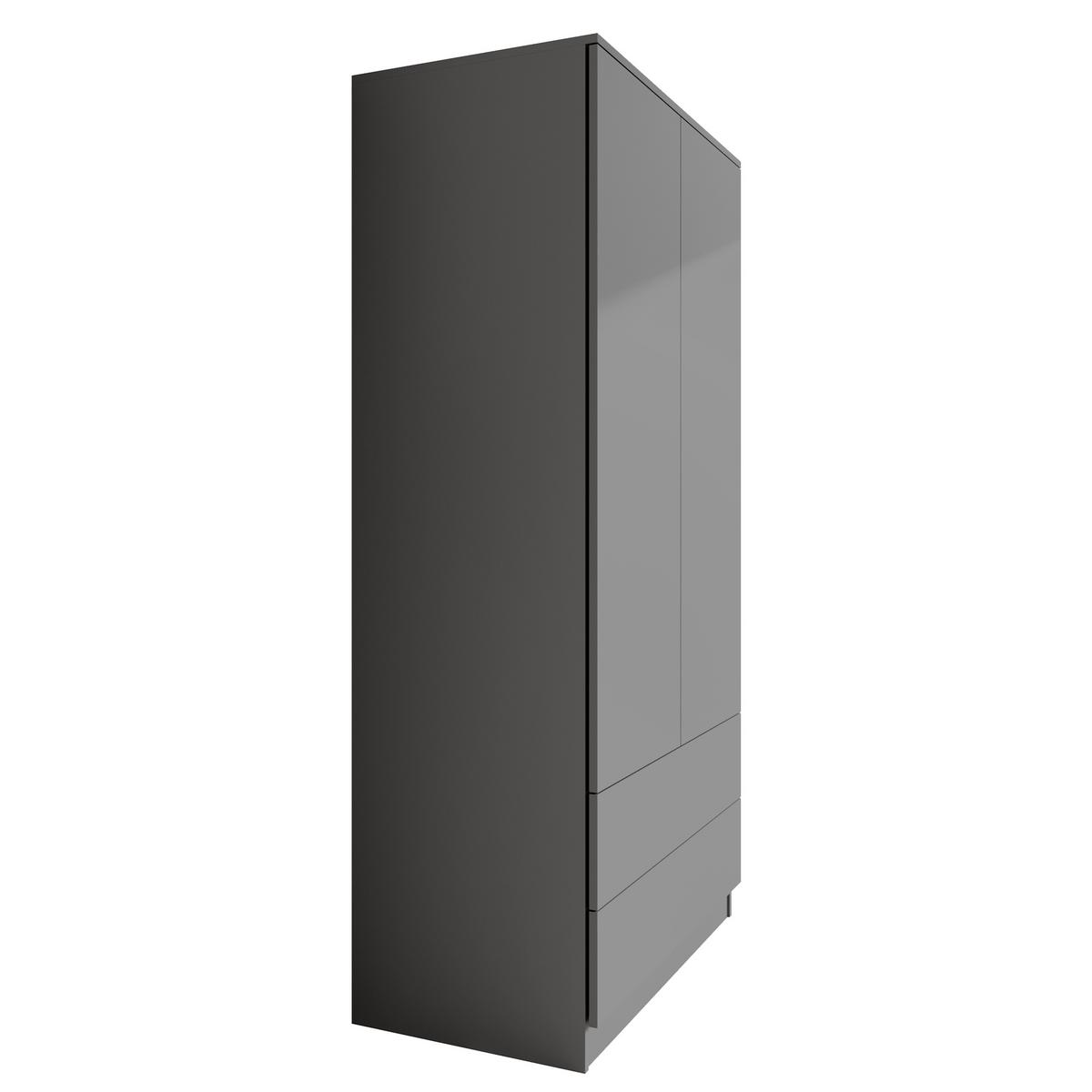 DREHTÜRENSCHRANK Look mit 2 Türen und Schubladen, 90 cm, graphitfarben - Graphitfarben, Holzwerkstoff (90/180/50cm) - Beautysofa
