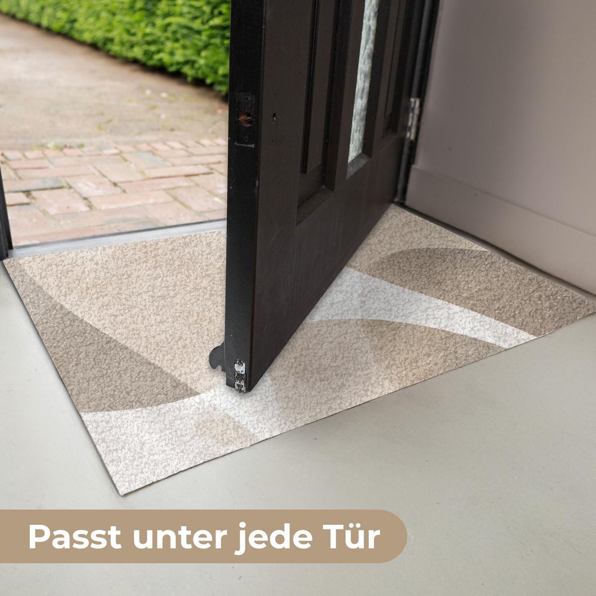 FUSSMATTE Glatte Oberflächen - Harmonisch - Wellenförmig Schmutzfangmatte 60x40 cm - Beige, Kunststoff (60/0.4cm) - MuchoWow