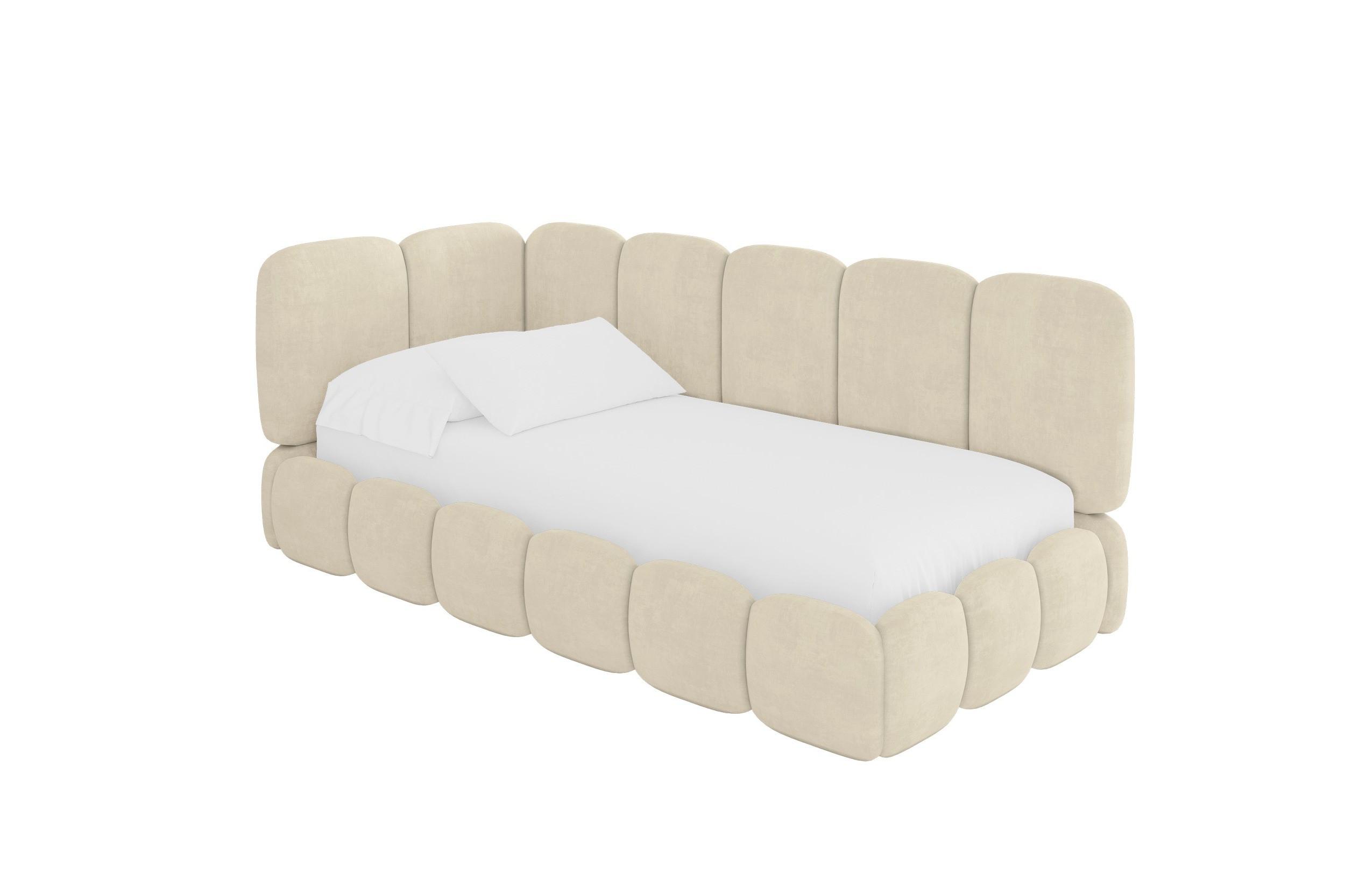 EINZELLBETT Jugendbett mit Bettkasten, Rechts - AVRY 80x200 Beige - Beige/Naturfarben, Holzwerkstoff/Textil (80/200cm) - ALTDECOR