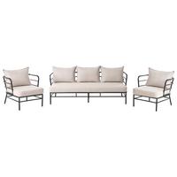 GARTENSOFA Set 5-Sitzer Metall Hellbeige Ponzone - Beige/Schwarz, Metall (196/80/79cm) - Beliani