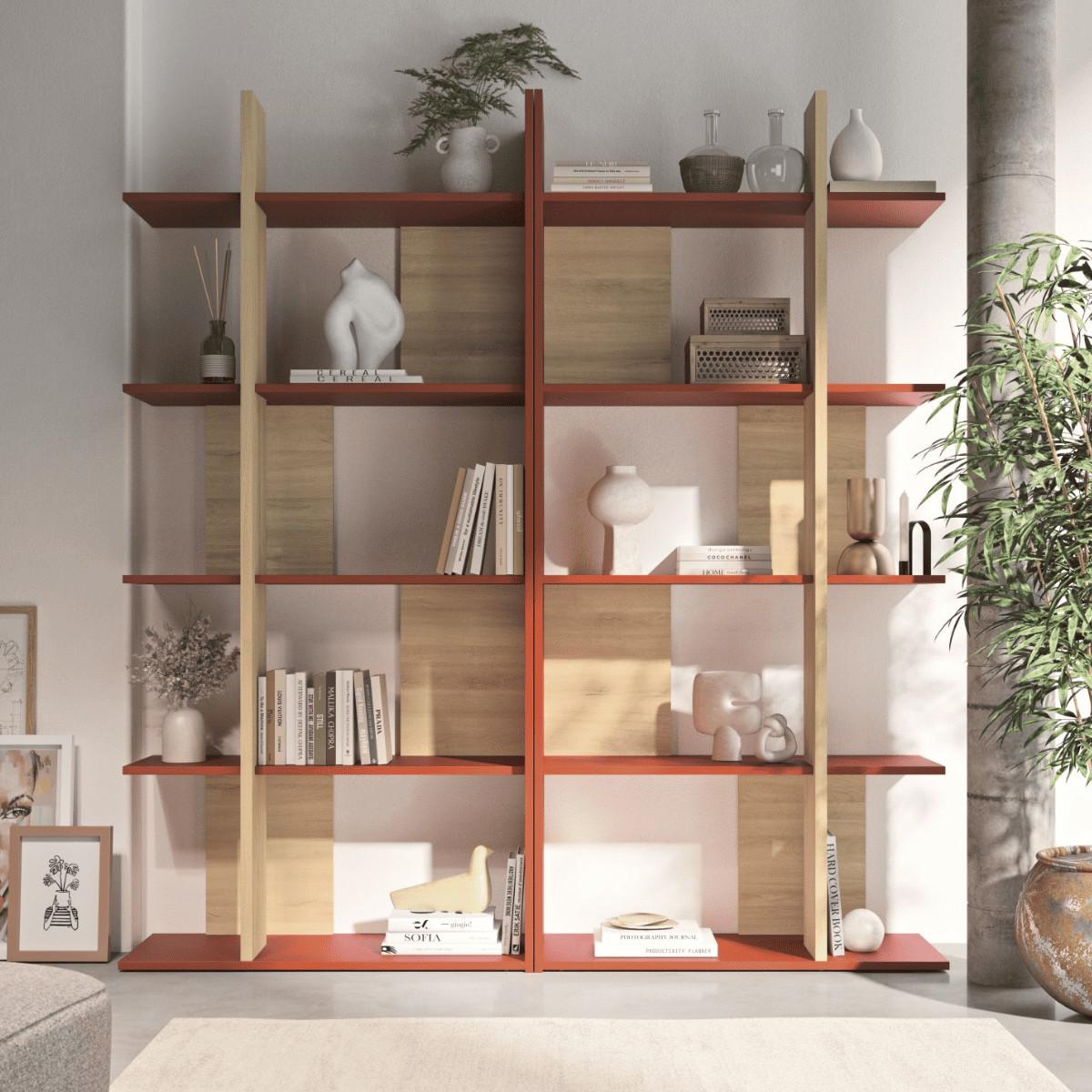 OFFENES Bücherregal Dekor Ocker und Eiche EPURA 90/36/190 cm - Eschefarben, Holzwerkstoff (36/190/37cm) - Calicosy