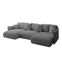 WOHNLANDSCHAFT mit Schlaffunktion und Bettkasten ONESK-U 317x177x72 Grau Bouclé - Platinfarben, Holzwerkstoff/Kunststoff (317/72/177cm) - ALTDECOR