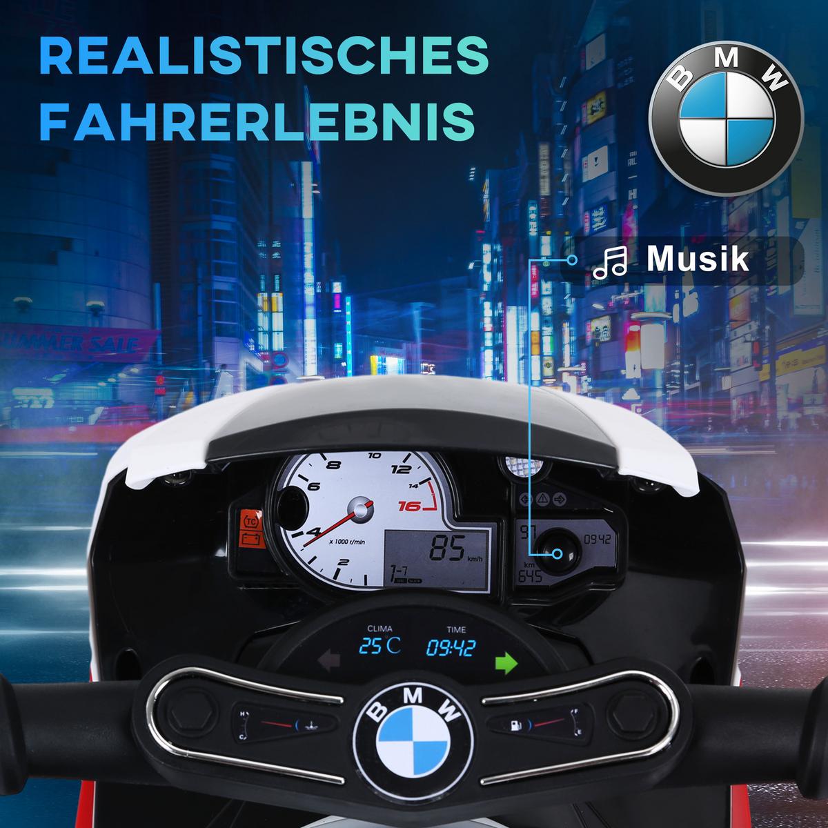 ELEKTRO Kindermotorrad Dreirad Kinderfahrzeug Lizenziert von BMW 18-36 Monate - Rot, Kunststoff (66/37/44cm) - HOMCOM