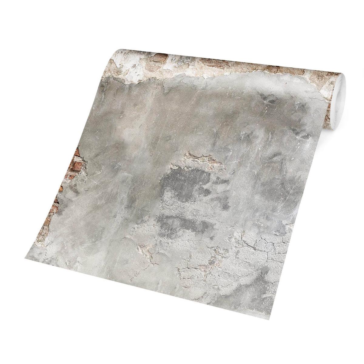 FOTOTAPETE Shabby Backstein Wand 192/192 cm - Braun, Papier (192/192cm) - Bilderwelten