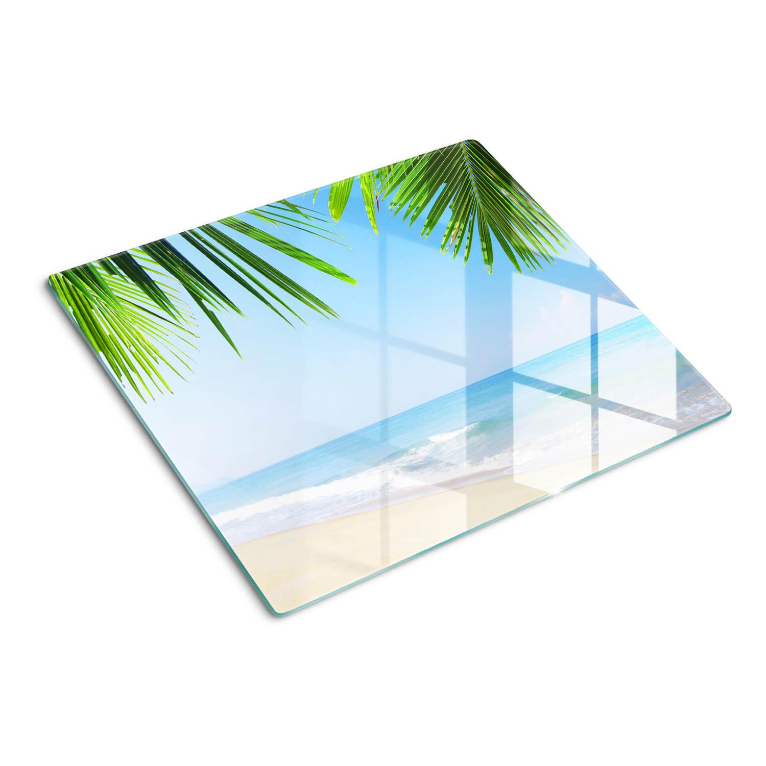 GLASPLATTE 60x52 cm Tropischer Strand - Grün, Glas (60/0.4/52cm) - TULUP