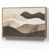 WANDLEUCHTE MIT AKKU Abstrakt - Landschaft - Wellen - Cremefarben 100x70 cm - Graubraun, Holzwerkstoff (100/70/8cm) - OnlyWow