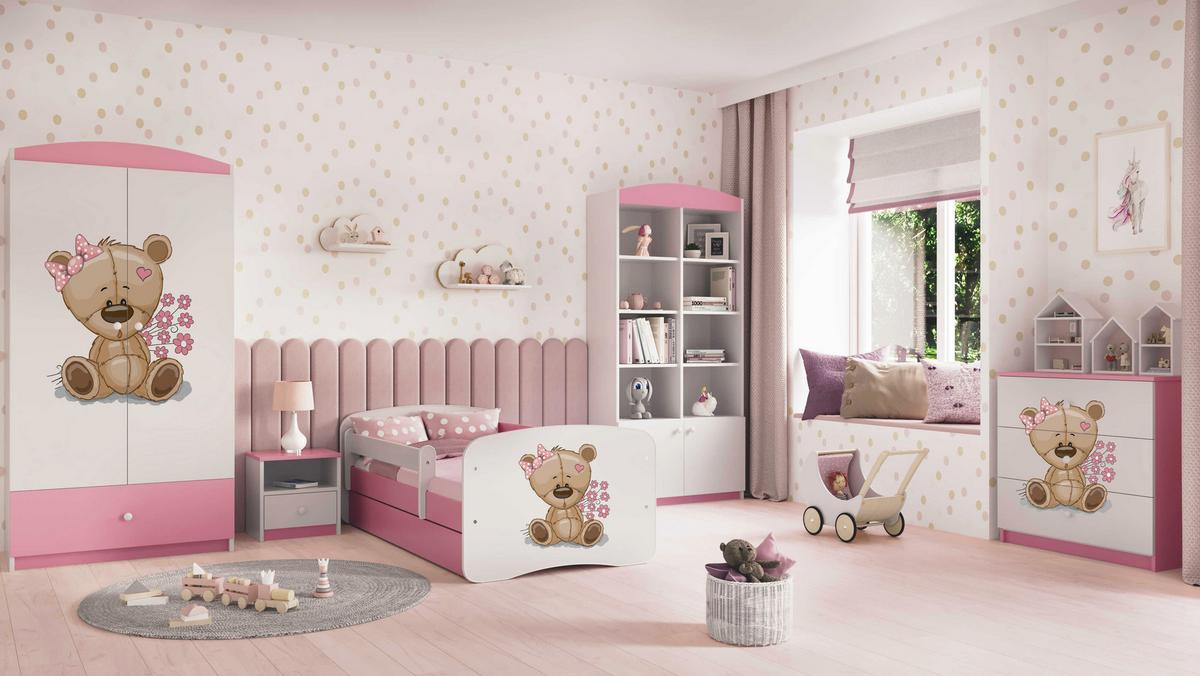 KINDERKLEIDERSCHRANK Teddybär II - Hellrosa, Holzwerkstoff (90/175/52cm) - RAUMHIRSCH FURNITURE