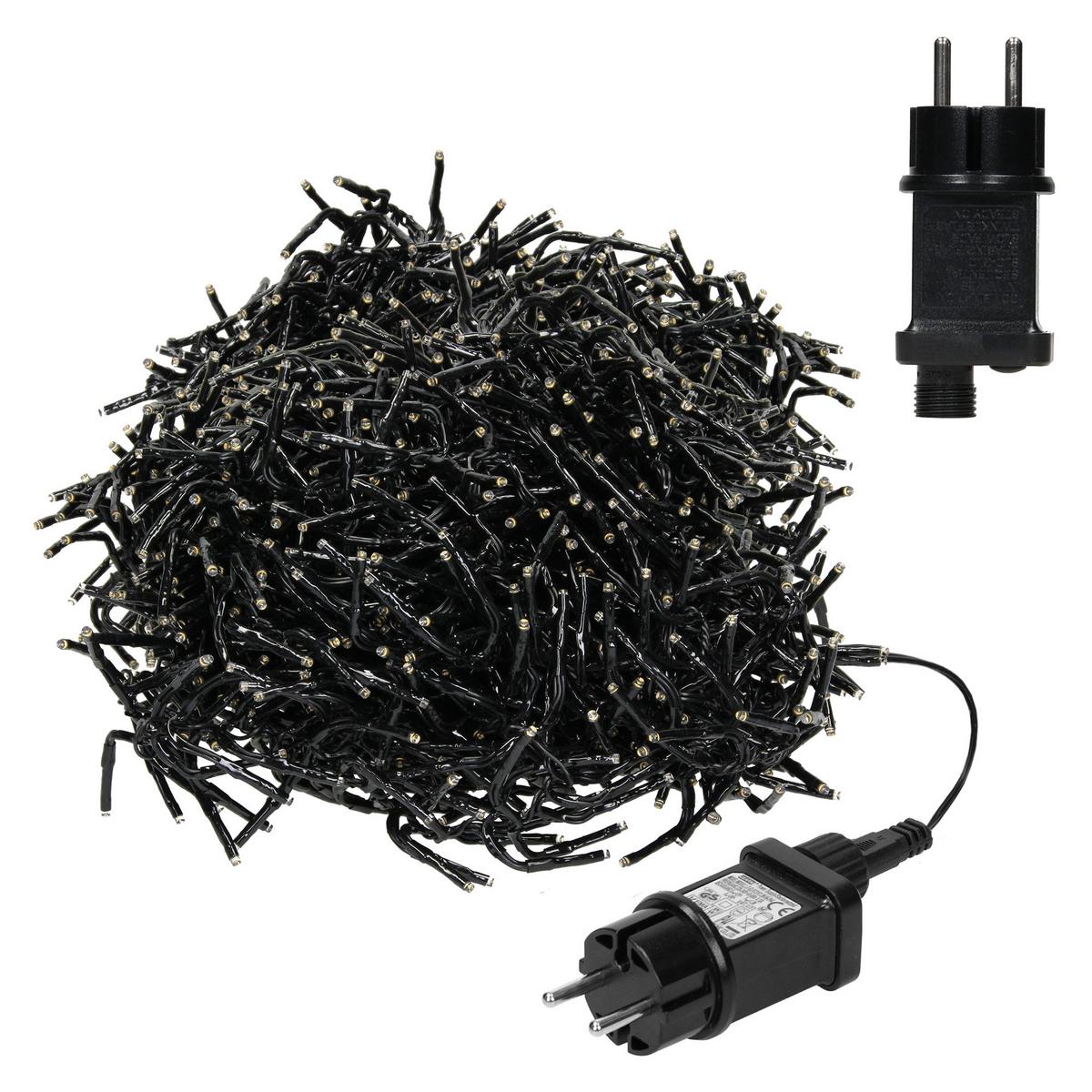LED EISREGEN LICHTERKETTE Außen Innen Eiszapfen Weihnachtsbeleuchtung mit Timer 7m 1032 LED Warmweiß - Schwarz, Kunststoff (1200cm) - ECD-Germany