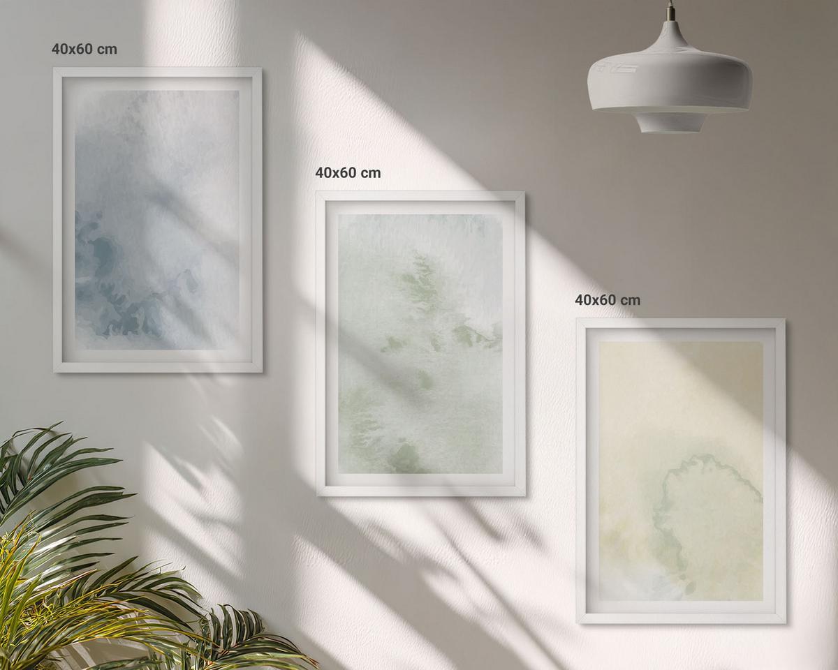 BILDER SET 3er Set - 40x60 cm Weißer Rahmen - Pastellfarben auf Leinwand - Weiß, Kunststoff (40/60cm) - TULUP