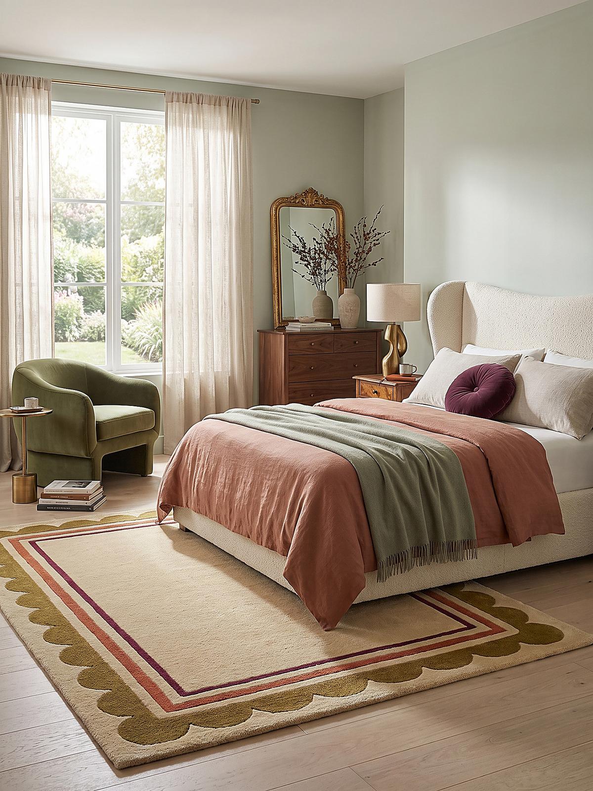 TEPPICH aus Wolle, handgetuftet, WENSUM, in Beige-Multicolor, Scallop-Bordüre, 120 x 170 cm - Beige, Textil (120/170cm) - KADIMA DESIGN