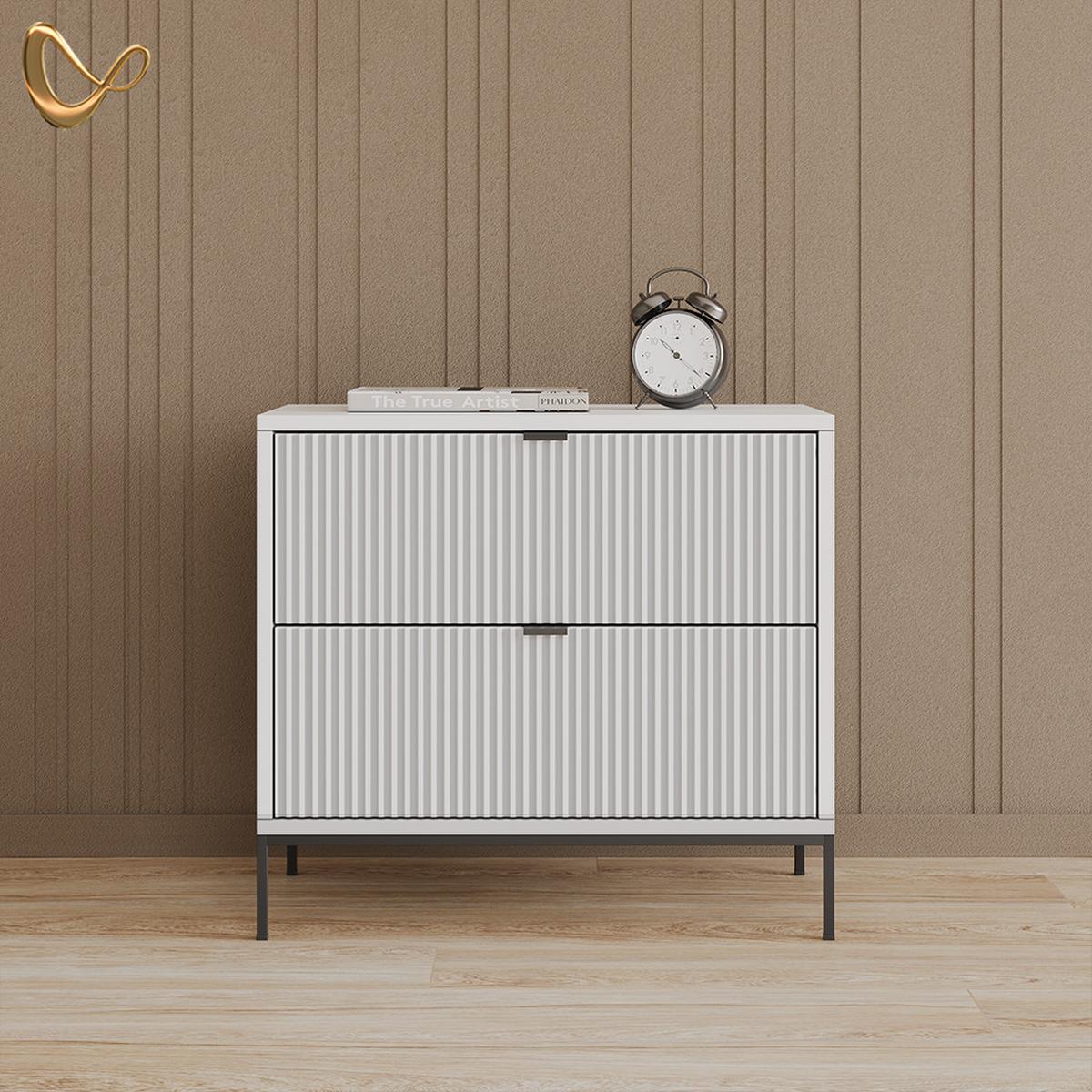 NACHTTISCH Aterno Weiß mit 2 Schubladen - Weiß, Holzwerkstoff (66/60/36cm) - Livinity®