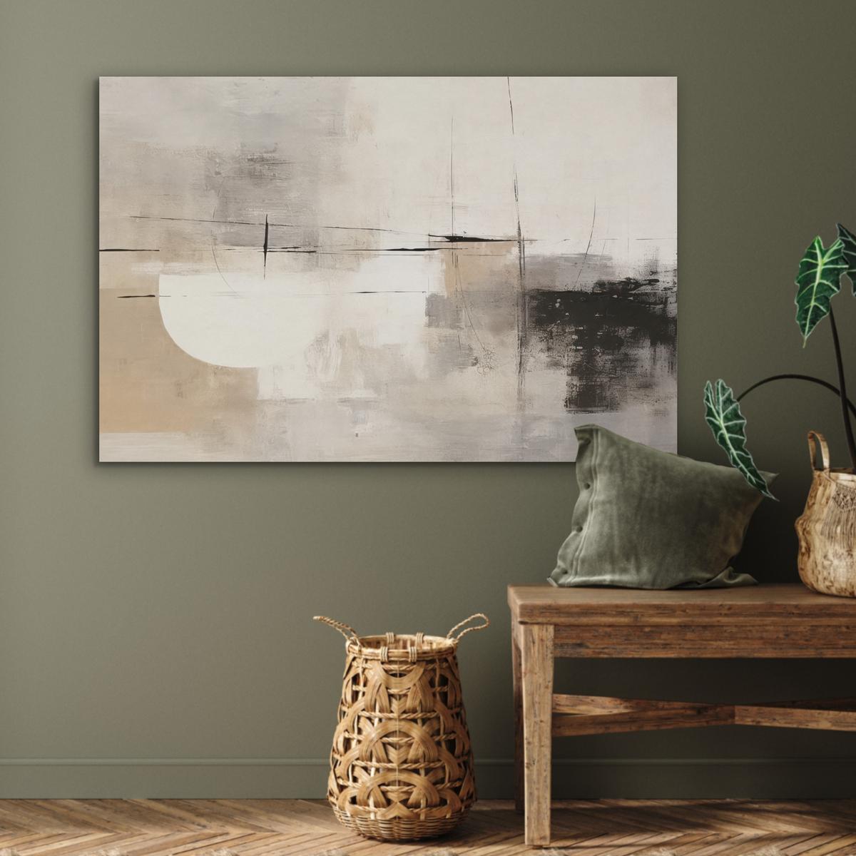 AKUSTIKBILD Abstrakt - Kunst - Grau Wandbild Wohnzimmer 100x70 cm - Hellgrau, Kunststoff (100/70/0.9cm) - MuchoWow