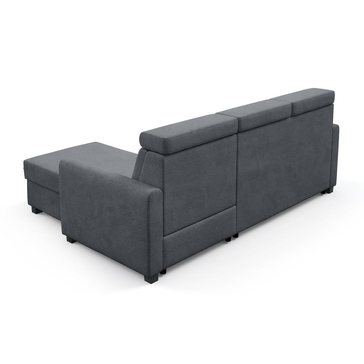 ECKSCHLAFSOFA Milano, Grau, rechts - Schwarz/Grau, Textil (217/166cm) - Beautysofa