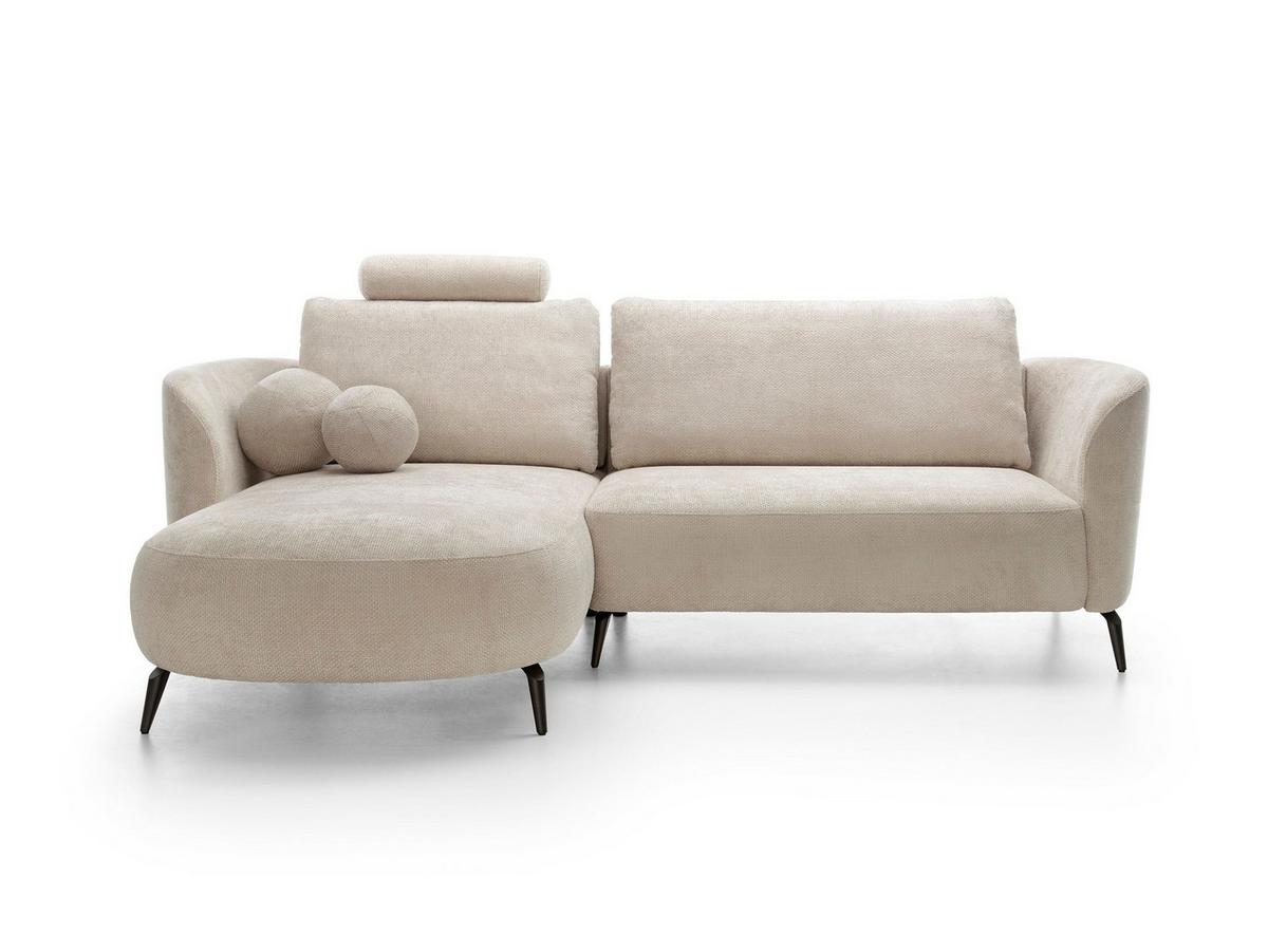 ECKSOFA VICO Beige Chenille mit Schlaffunktion - Beige, Holz (260/180cm) - MASSENO