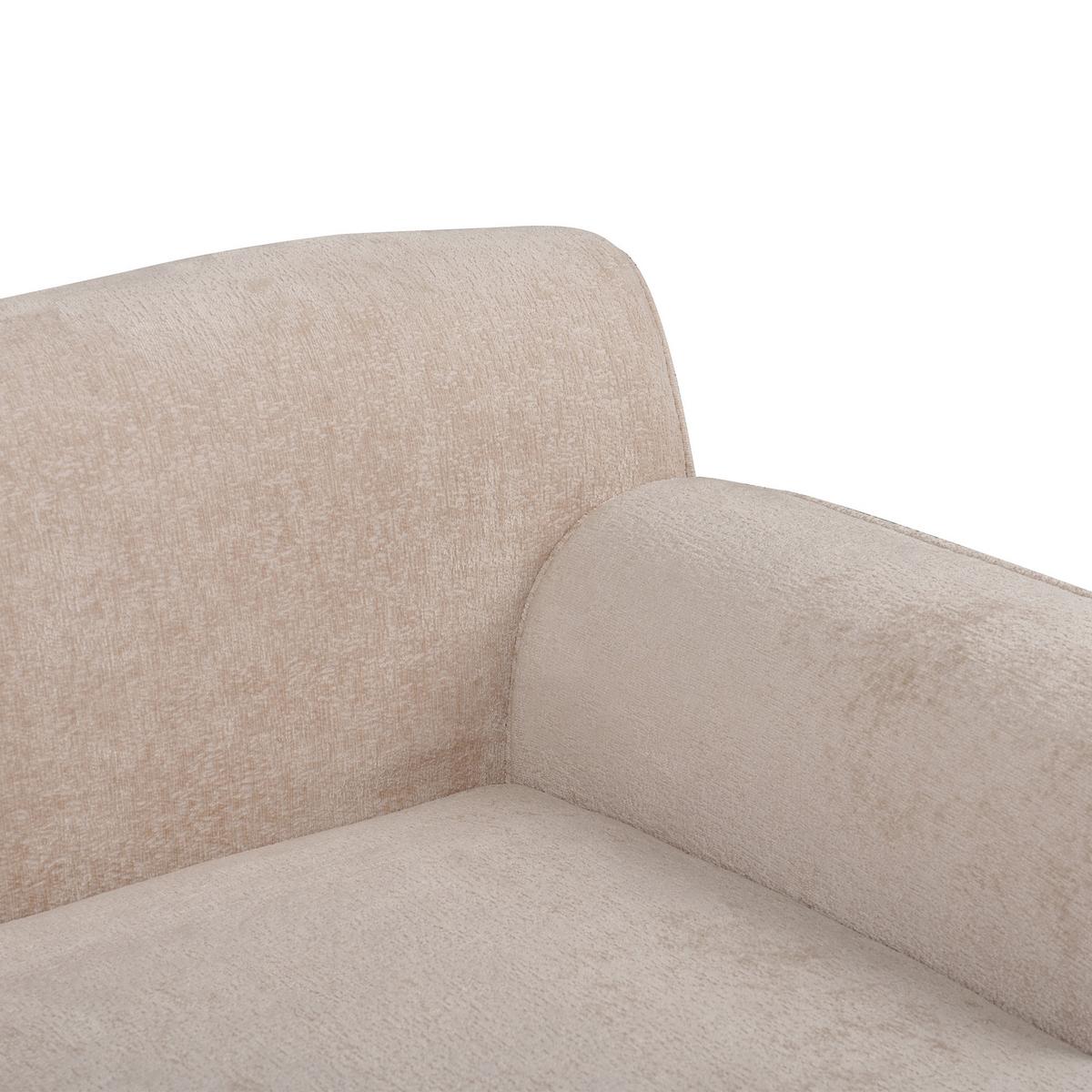 ECKSOFA 3-Sitzer Chenillegewebe Beige linksseitig Simos - Beige, Textil (264/82cm) - Beliani