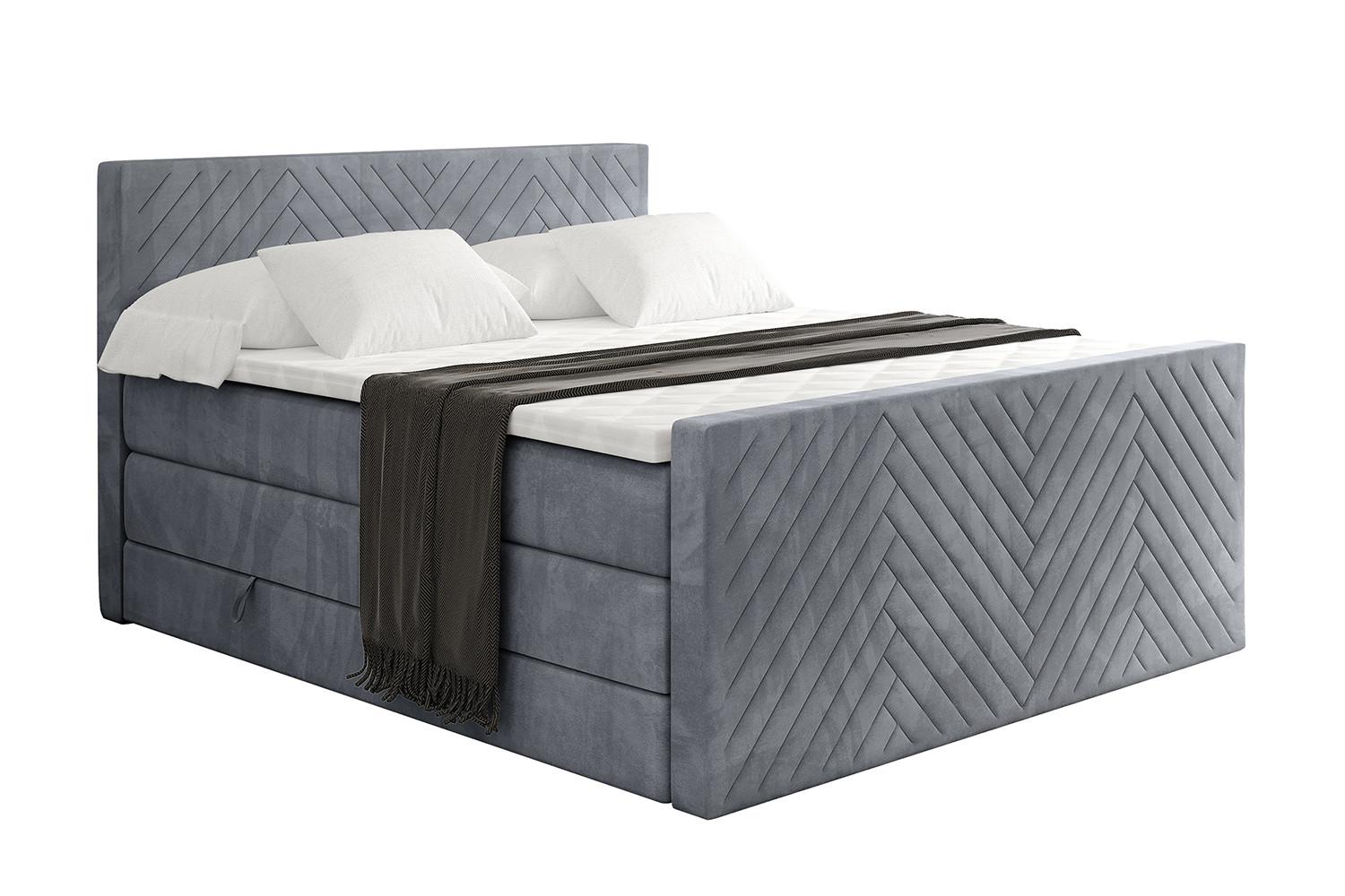 BOXSPRINGBETT mit Matratze und Lattenrost - VEXA-Z KING-120x200 - Grau Casablanca - Grau, Holzwerkstoff (120/200cm) - ALTDECOR