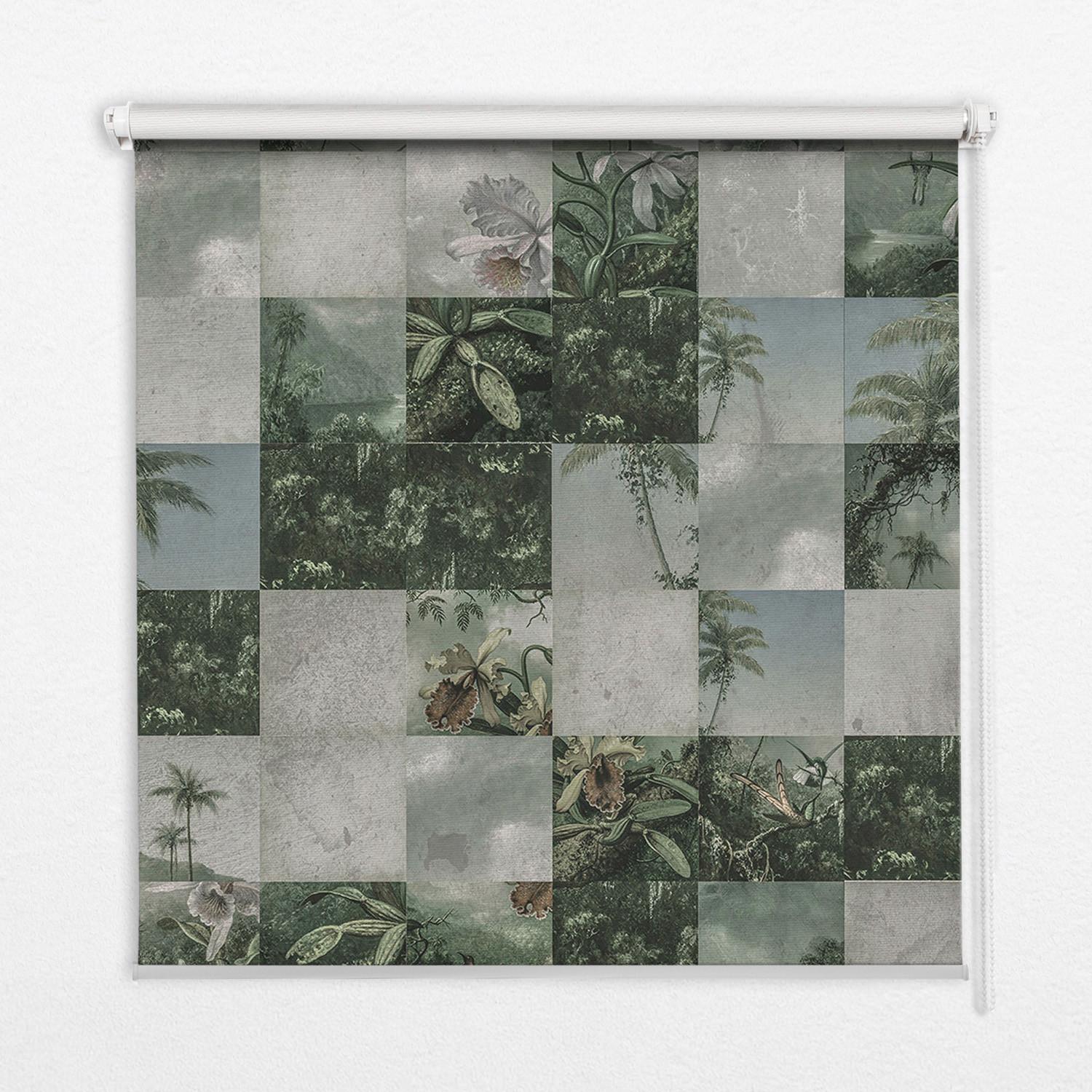 INNENROLLO - Fensterrollo - Rollo - 100x140 cm - Geflieste Palmen - Grün, Kunststoff (100/140/0.5cm) - TULUP