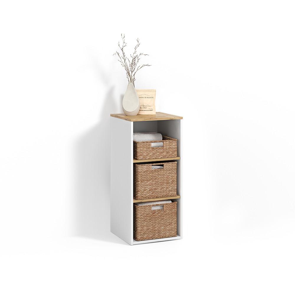 MIDISCHRANK Paolina Weiß/Artisan 40.2 x 88.2 cm - Weiß/Eiche Artisan, Holzwerkstoff (40.2/88.2/40.5cm) - Livinity®