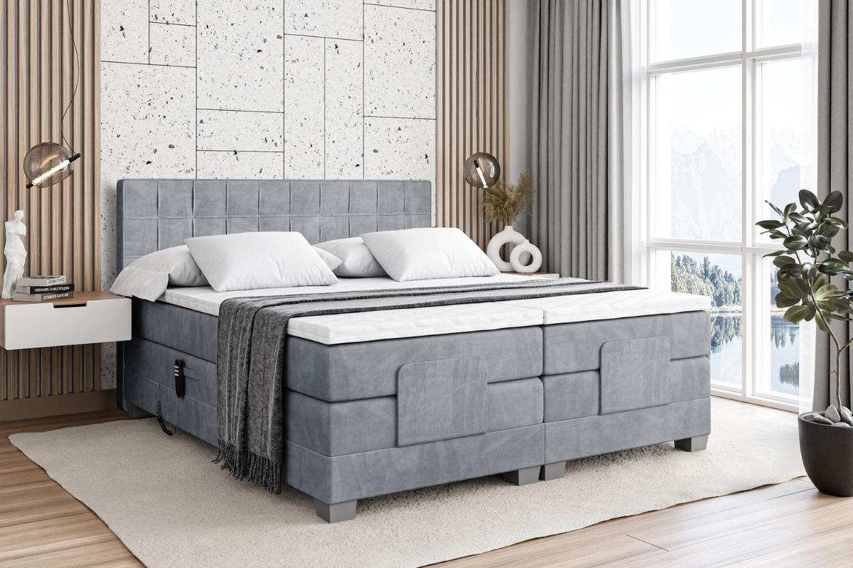 BOXSPRINGBETT elektrisch verstellbar mit 2 Matratzen H4/Taschenfederung OSTO EL 160 x 200 Hellgrau - Hellgrau, Holzwerkstoff (167/200cm) - ALTDECOR