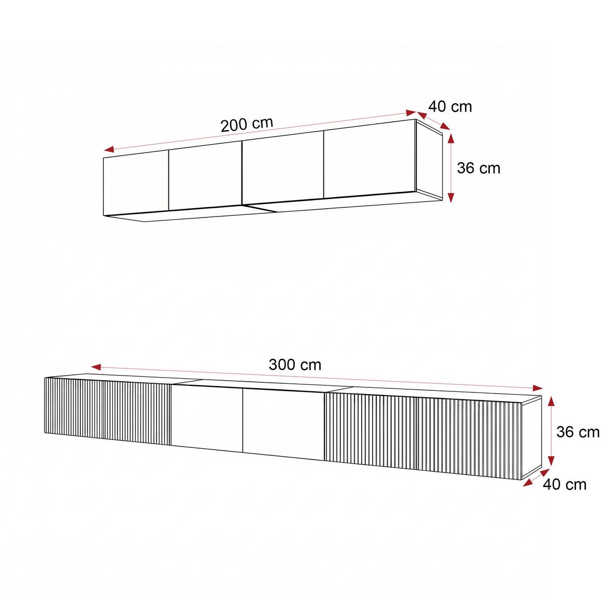 TV-LOWBOARD ANGEL VII mit LED-Beleuchtung, 300 cm Kaschmir - Kaschmir, Holzwerkstoff (300/72/40cm) - Idohome