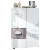 VITRINE Morena Einsatz in Eiche Nordic - Silbereichenfarben, Holzwerkstoff (91.5/136.5/37cm) - Vladon