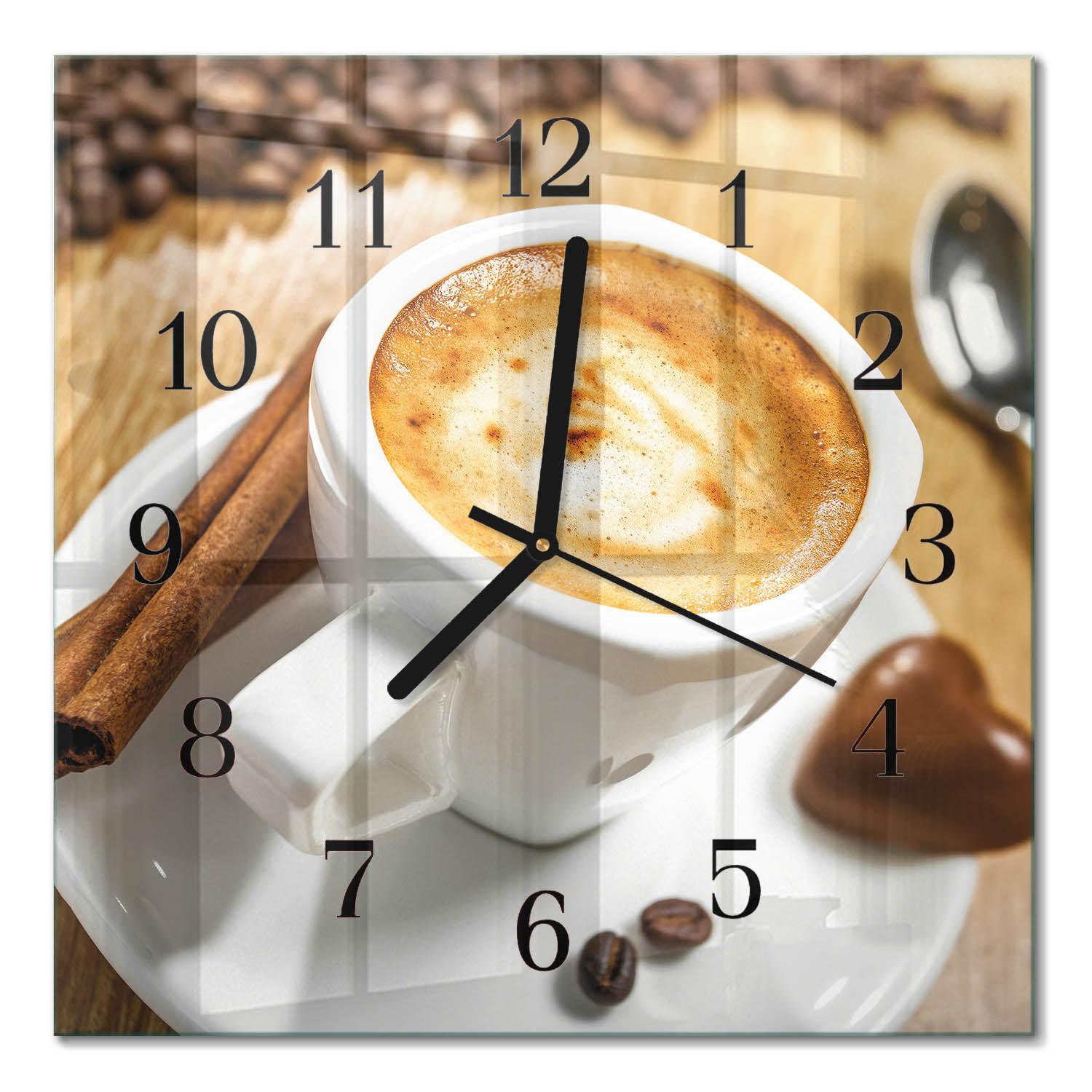 WANDUHR aus Glas 30x30 cm - Kaffee - Braun, Glas (30/30/0.4cm) - TULUP