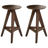 BARHOCKER 2er-Set Holz Dunkelbraun Aroma - Dunkelbraun, Holz (43/62/43cm) - Beliani