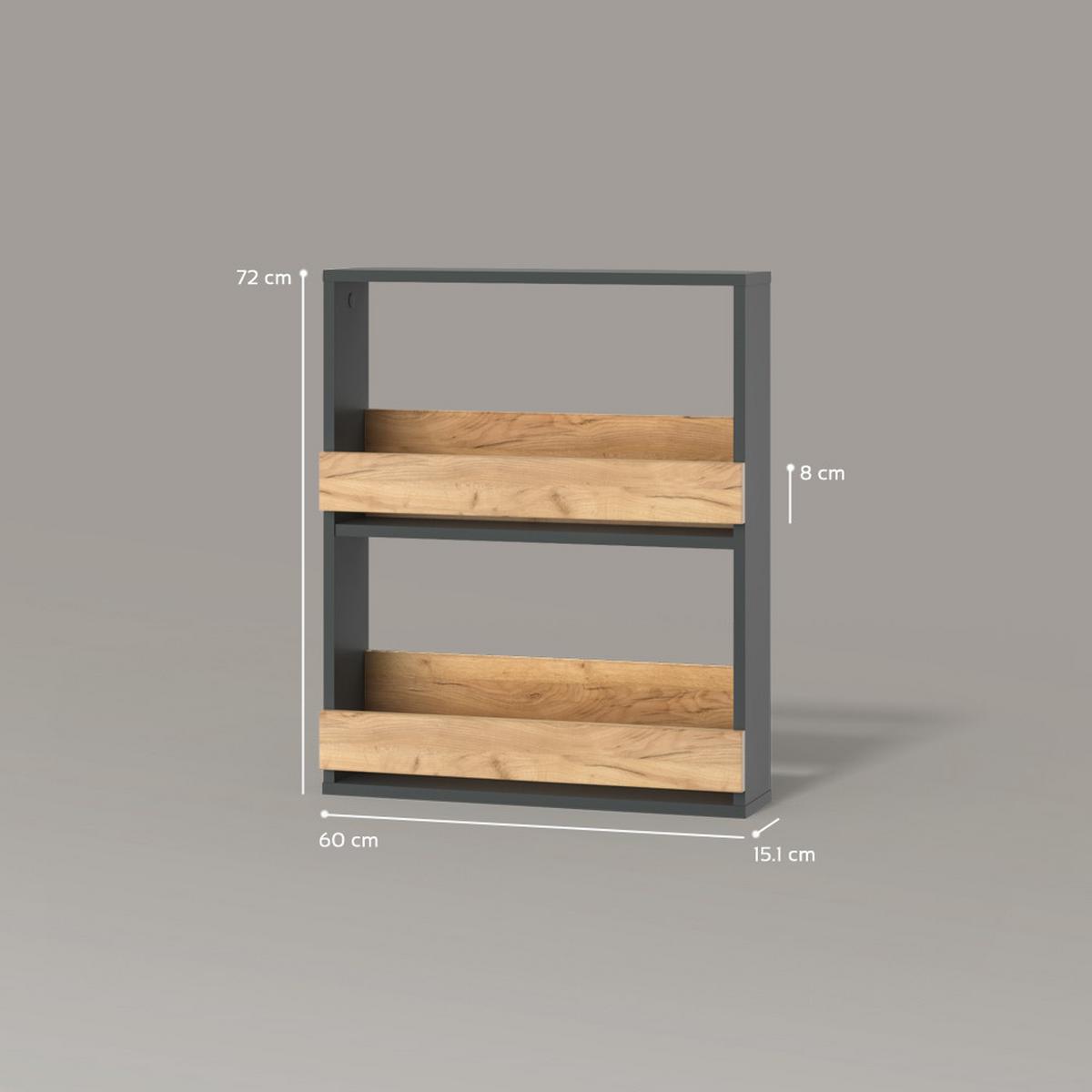 WEINGLASREGAL Regusa Goldkraft Eiche/Anthrazit 60 x 72 cm - Honigeiche/Anthrazit, Holzwerkstoff (60/72/15.1cm) - Livinity®