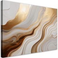 LEINWANDBILD Marmor mit goldenem abstraktem Beige 60x40cm - Goldfarben, Textil (60/40cm) - Feeby