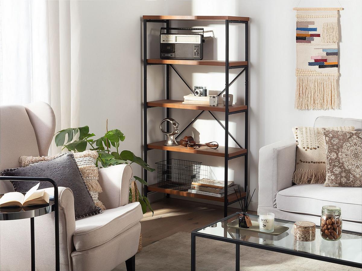 REGAL 4 Fächer Brisbane - Dunkelbraun, Holzwerkstoff (80/160/36cm) - Beliani