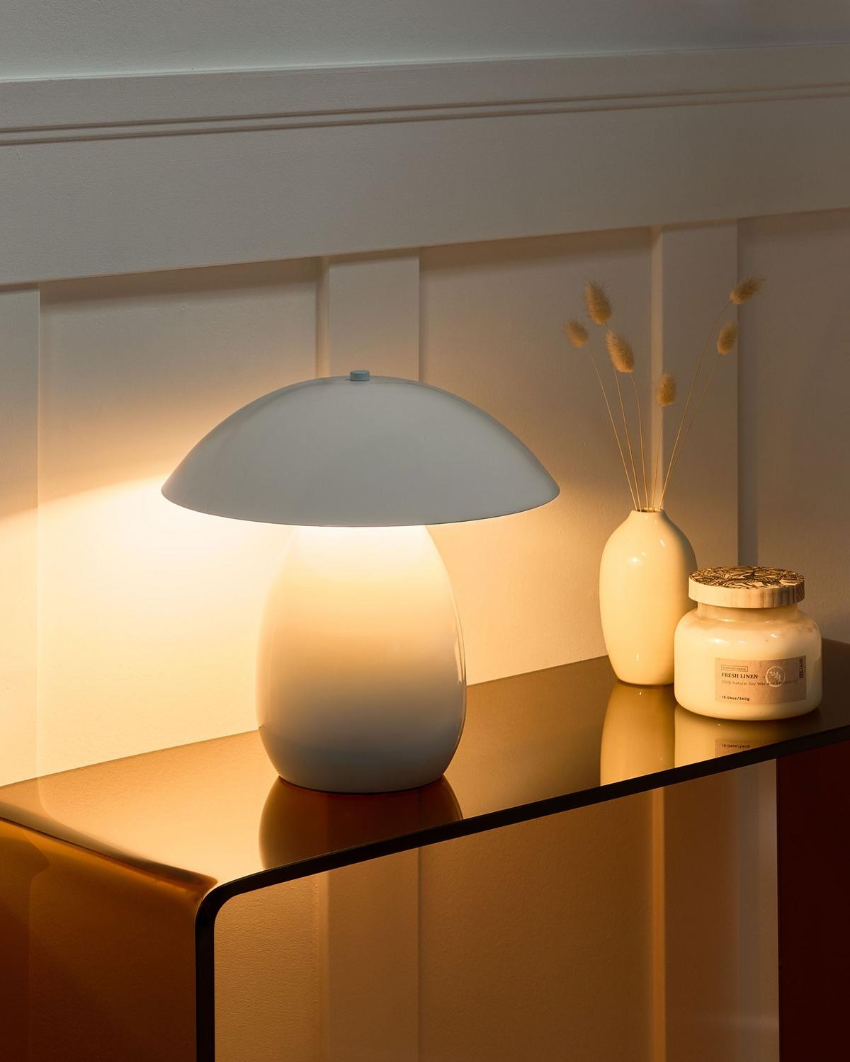 TISCHLAMPE Metall Weiß Sigi - Weiß, Metall (30/30/30cm) - Beliani