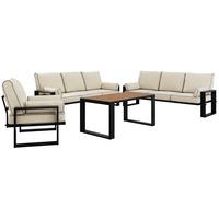 GARTENMÖBEL-SET ELBA: 1x Tisch, 2x Sofa, 1x Sessel - Beige - Beige, Textil - MKS