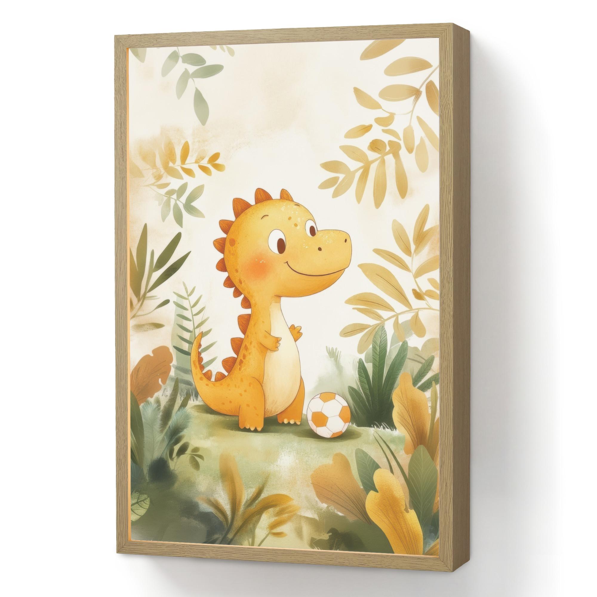 WANDLEUCHTE MIT AKKU Dino - Fußball - Orange 40x60 cm - Beige, Holzwerkstoff (40/60/8cm) - OnlyWow