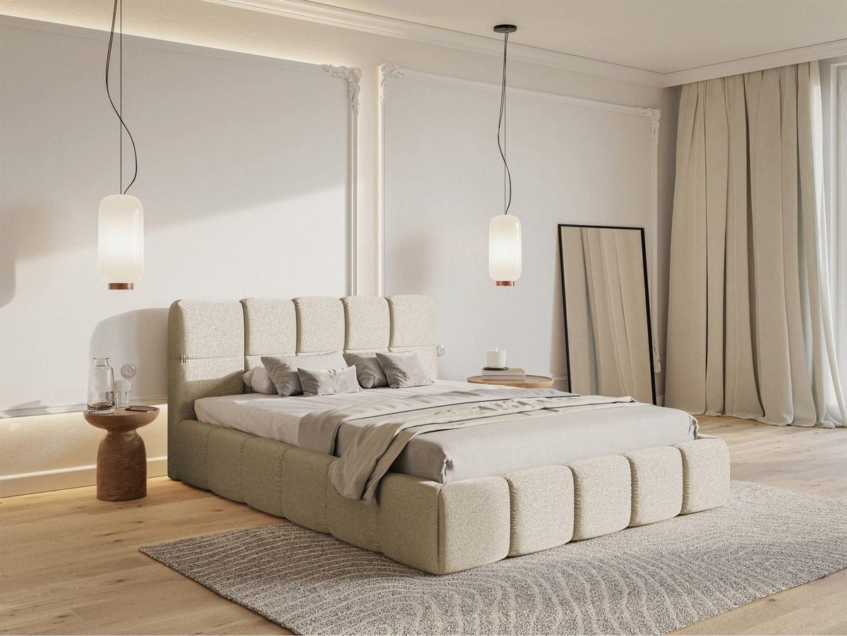POLSTERBETT Cloudy Hellbeige Chenille, 120x200 cm - Ecru/Schwarz, Kunststoff/Textil (120/200cm) - Selsey