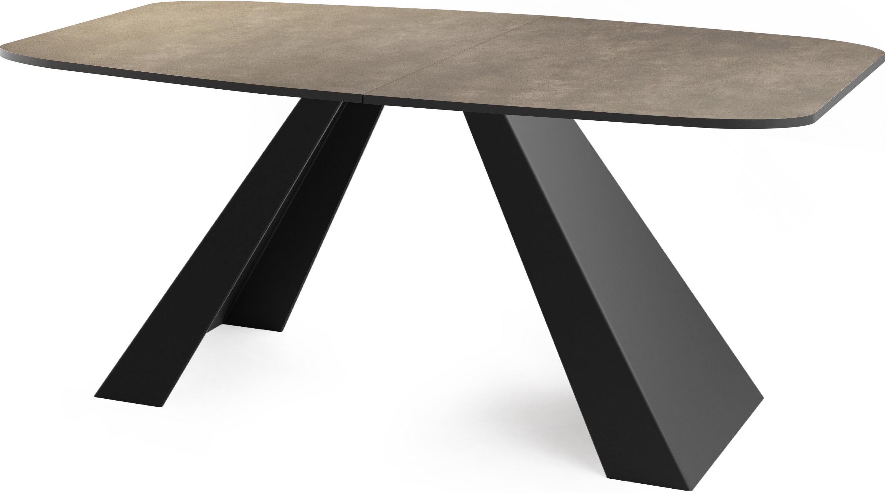 ESSTISCH Monte rechteckig ausziehbar, Dunkelgrauer Chicago Beton 160-200/80/76 cm - Dunkelgrau/Schwarz, Holzwerkstoff/Metall (80/198/76cm) - WFL GROUP