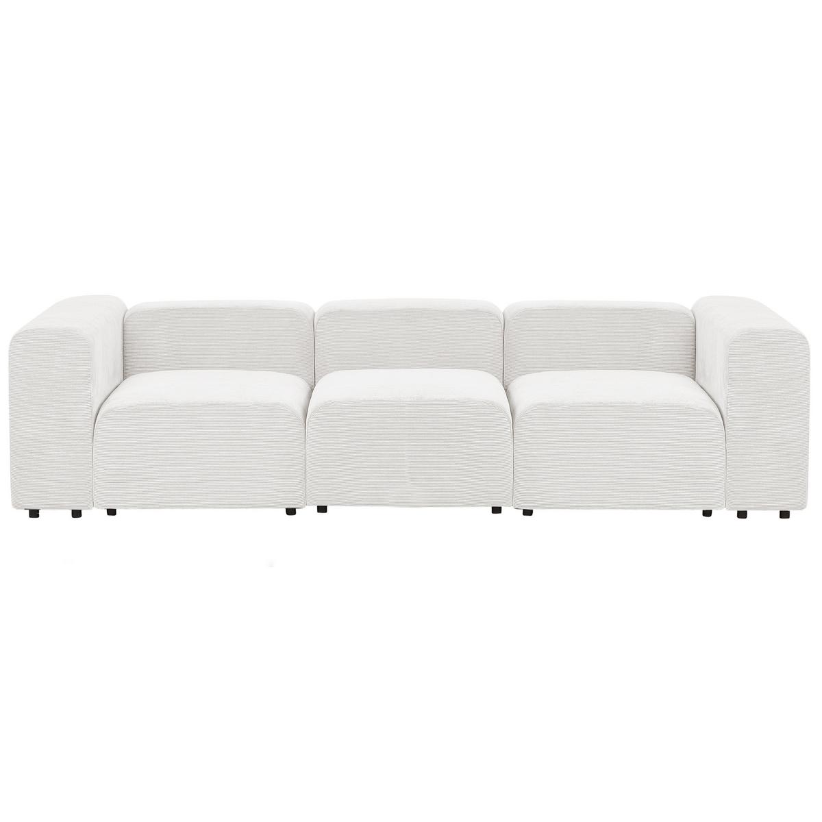 3-SITZER-MODULSOFA Cremeweiß Cord Falsterbo - Creme, Textil (278/70/105cm) - Beliani