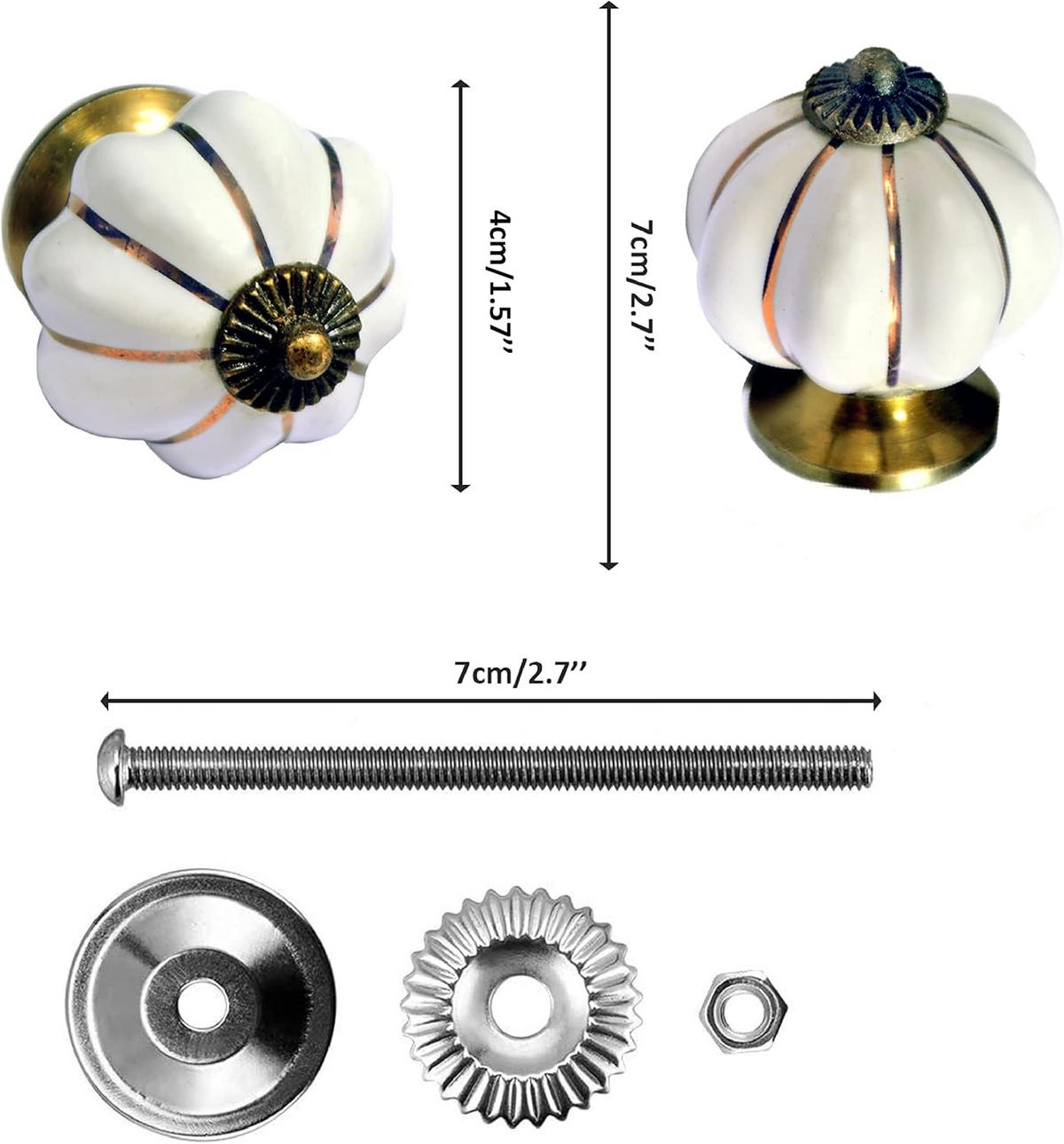 KERAMIKKNÖPFEN Set mit 10 in Weiß und Gold 40 mm Durchmesser. - Weiß, Keramik (4/4/6.9cm) - Nacnic