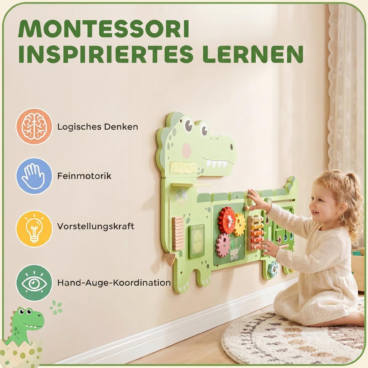 BUSY-BOARD MDF Sperrholz Grün - Grün, Holzwerkstoff (52/5.5/87cm) - AIYAPLAY