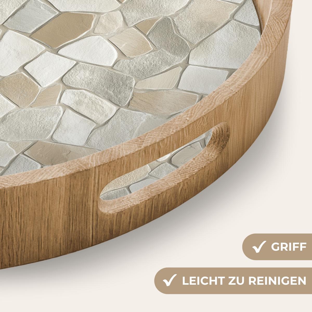 TABLETT Mosaik - Steine - Beige 40x40 cm - Beige, Holz (40/5/5cm) - OnlyWow