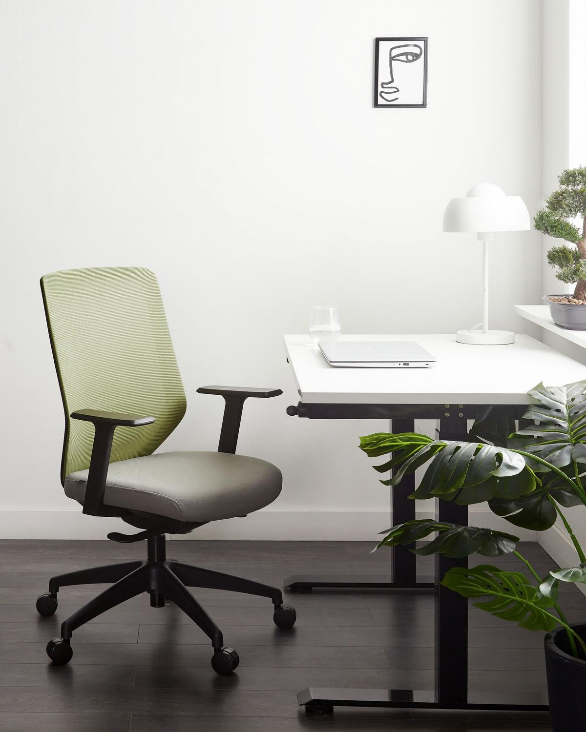 BÜROSTUHL Hellgrün Virtuoso - Schwarz/Grau, Textil (53/97/53cm) - Beliani